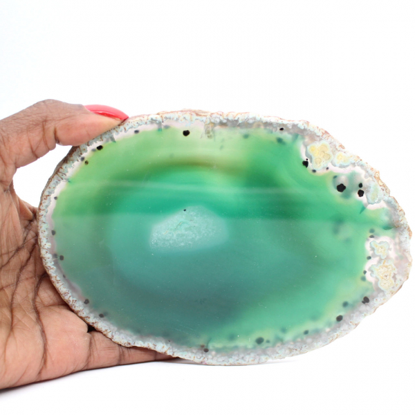 Polished green agate slice – Brazilian specimen 205 g