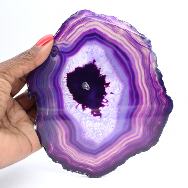Brazilian Agate Slice: Purple Mineralogical Specimen