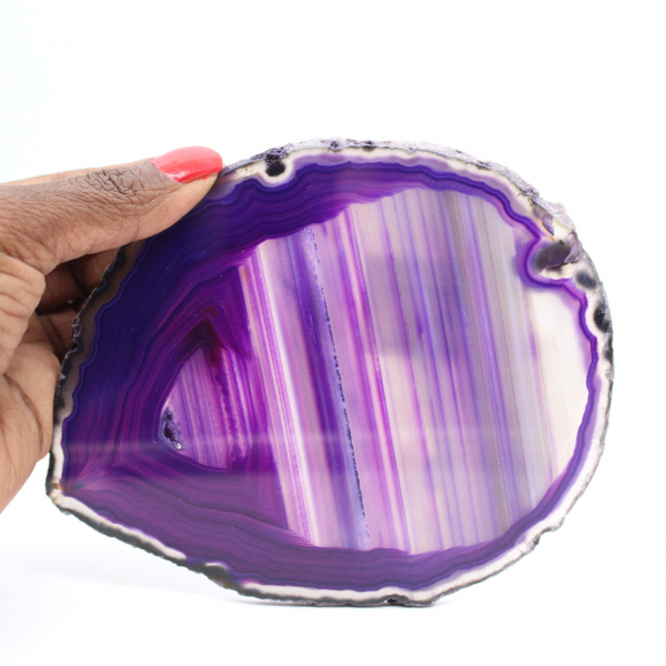 Brazilian Agate Specimen, Purple Colored Slice