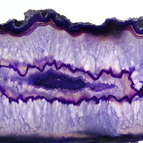 Sliced specimen of Brazilian Violet Elongated Agate