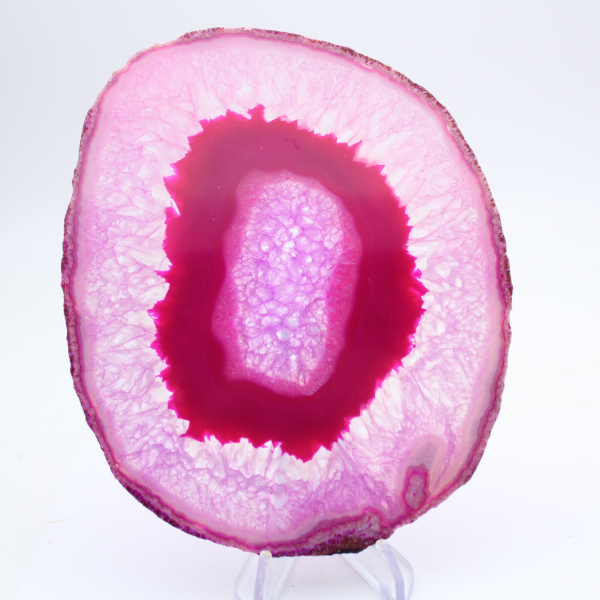 Section of polished, dyed pink agate