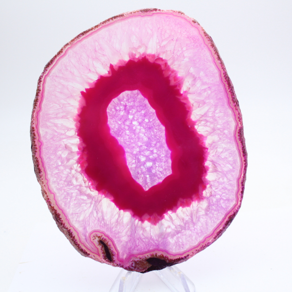 Section of polished, dyed pink agate