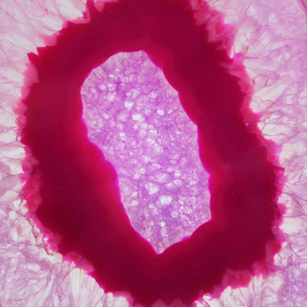 Section of polished, dyed pink agate