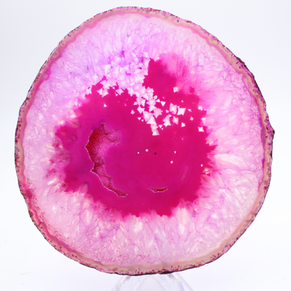 Natural pink tinted sliced agate