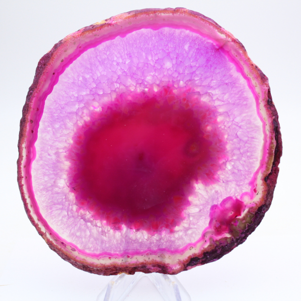 Slice of dyed pink agate for collection