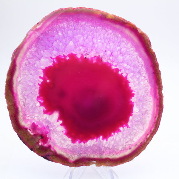 Slice of dyed pink agate for collection