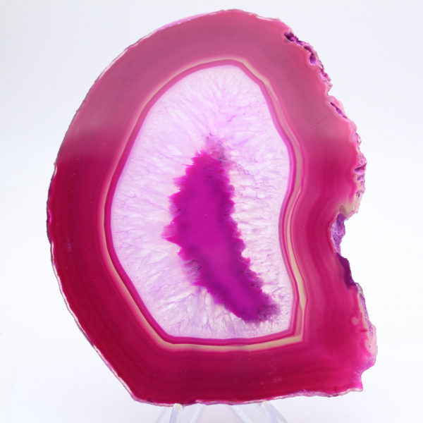 Natural pink dyed agate slice