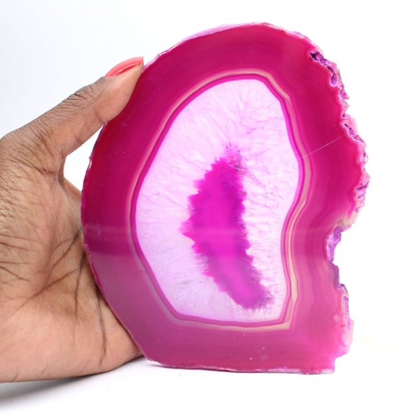 Natural pink dyed agate slice