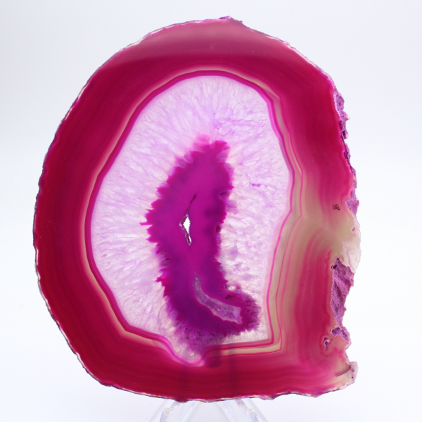 Pink-tinted polished slice agate