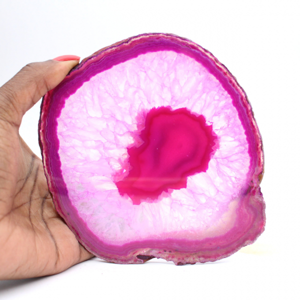 Decorative slice of pink-tinted agate