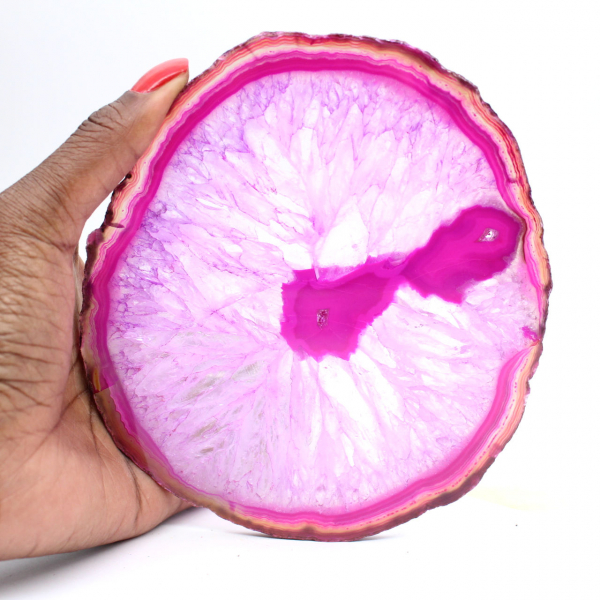 Natural pink-tinted agate slice