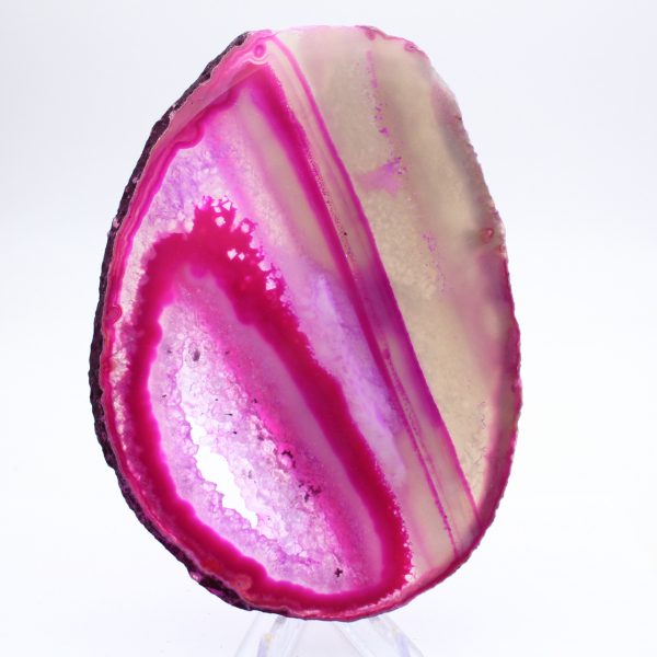 Polished pink-tinted sliced agate