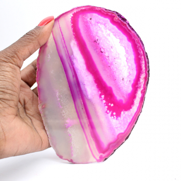 Polished pink-tinted sliced agate