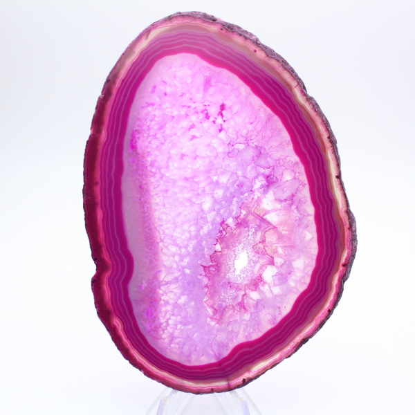 Decorative slice of dyed pink agate