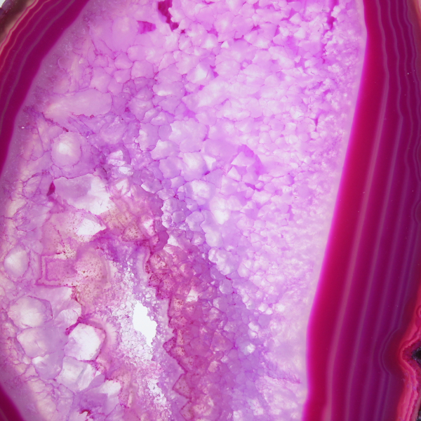 Decorative slice of dyed pink agate