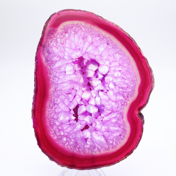 polished agate slice, tinted pink