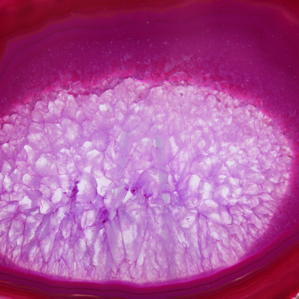 Decorative slice of dyed pink agate