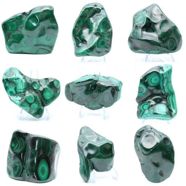 Polished malachite block