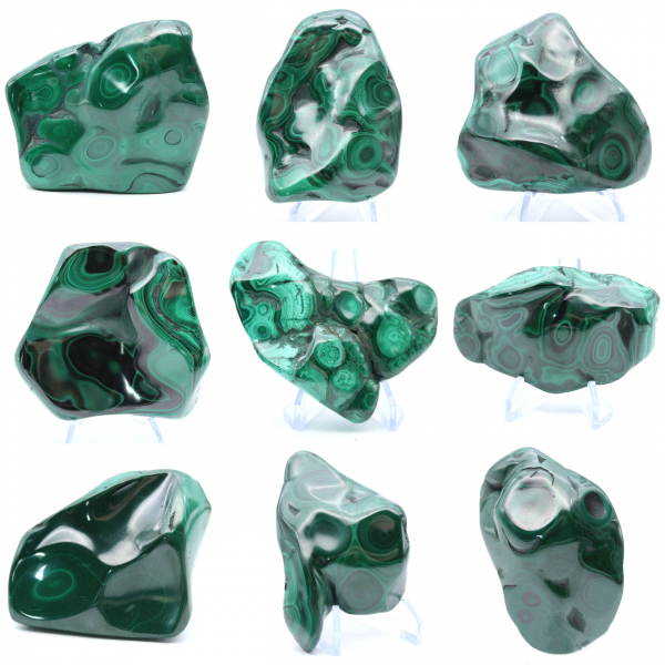 Polished malachite block