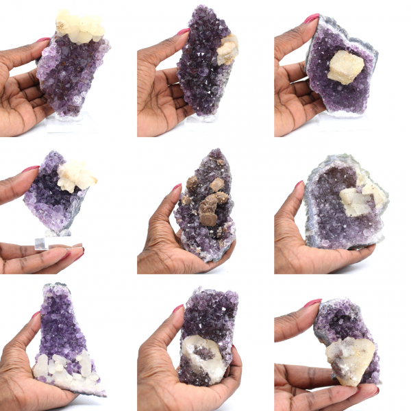Amethyst Crystals with Calcite Points