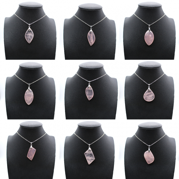 Rose Quartz Leaf Pendant