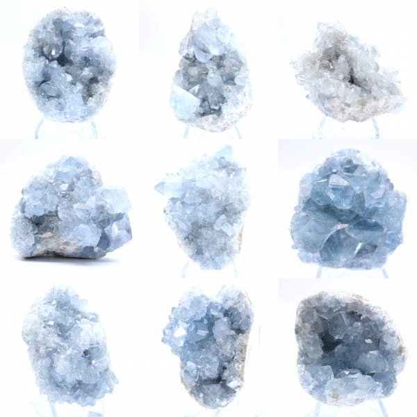 Blue celestite geode Madagascar natural formation