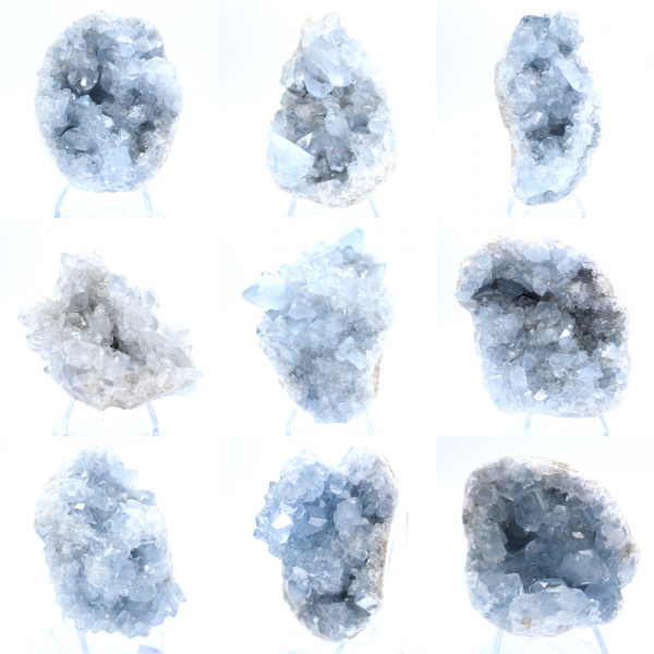 Blue celestite geode Madagascar natural formation