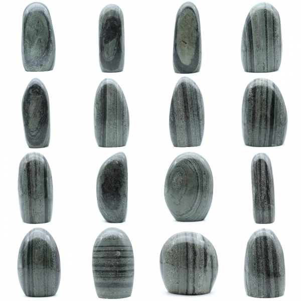 Natural striated green jasper stone