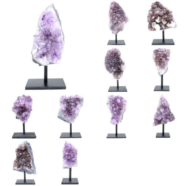 Druses of amethyst crystals on a base
