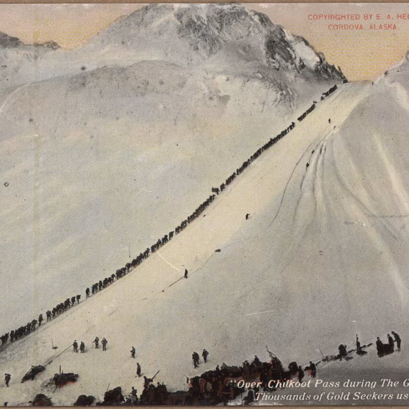 The History of the Gold Rush in the United States Over Chilkoot Pass during the Gold Rush in Alaska