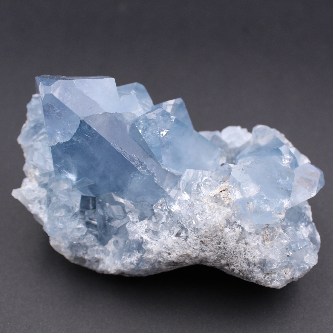 Blue celestite crystals
