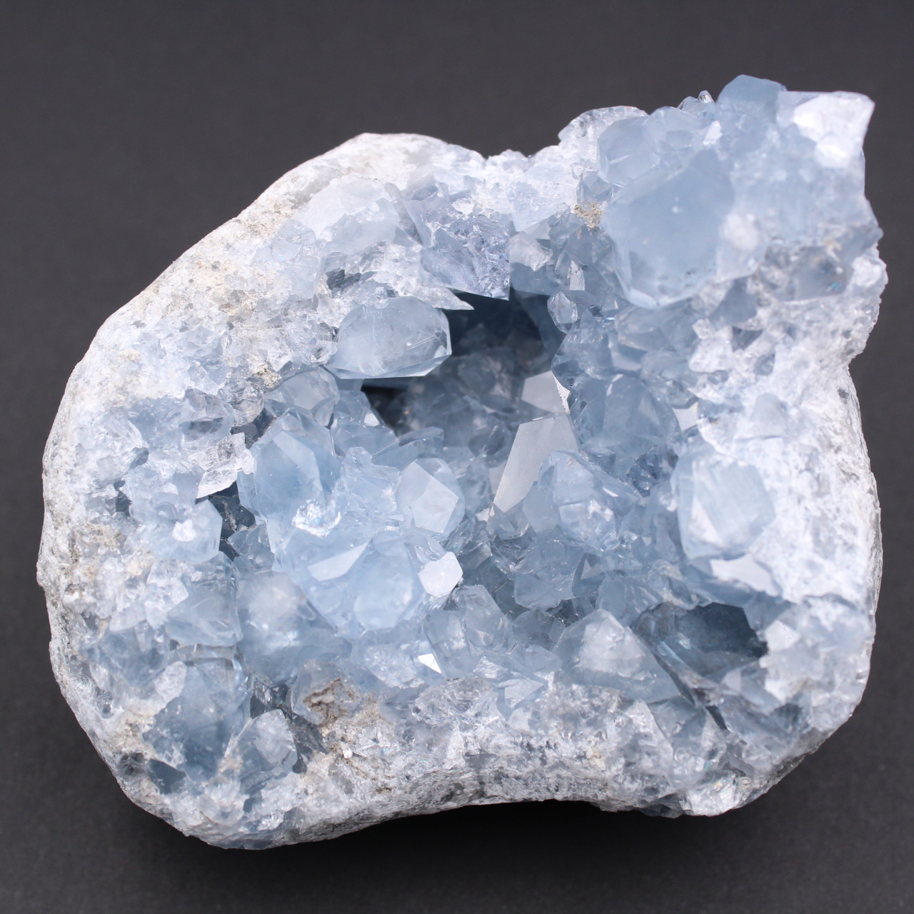 Blue celestite crystals