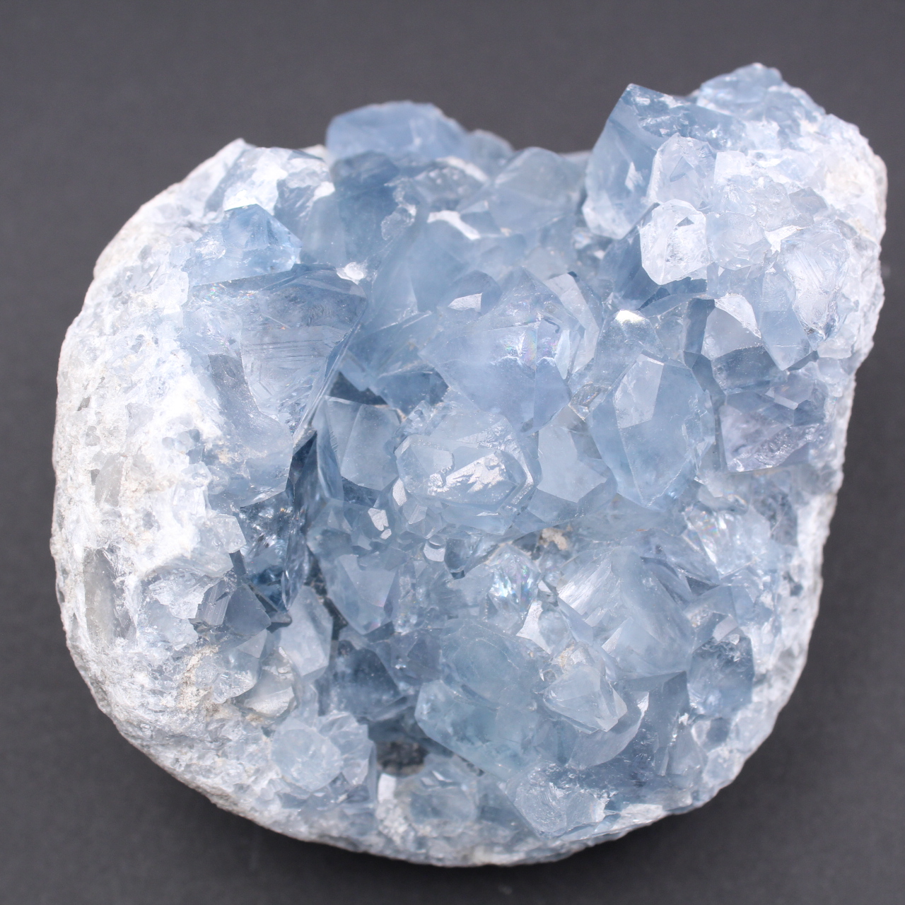 Blue celestite crystals