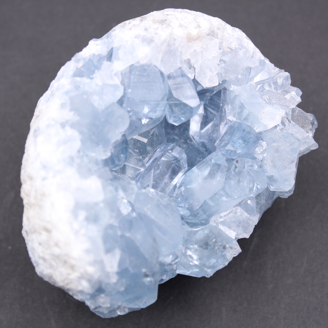 Blue celestite crystals