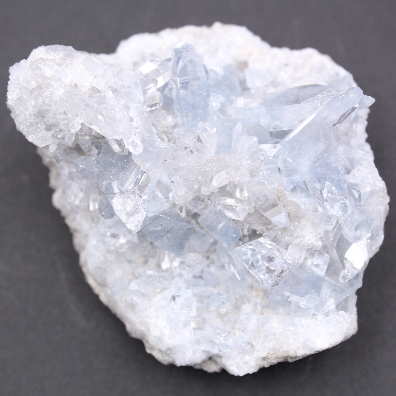 Blue celestite crystals