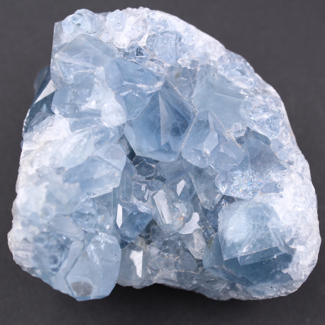 Blue celestite crystals