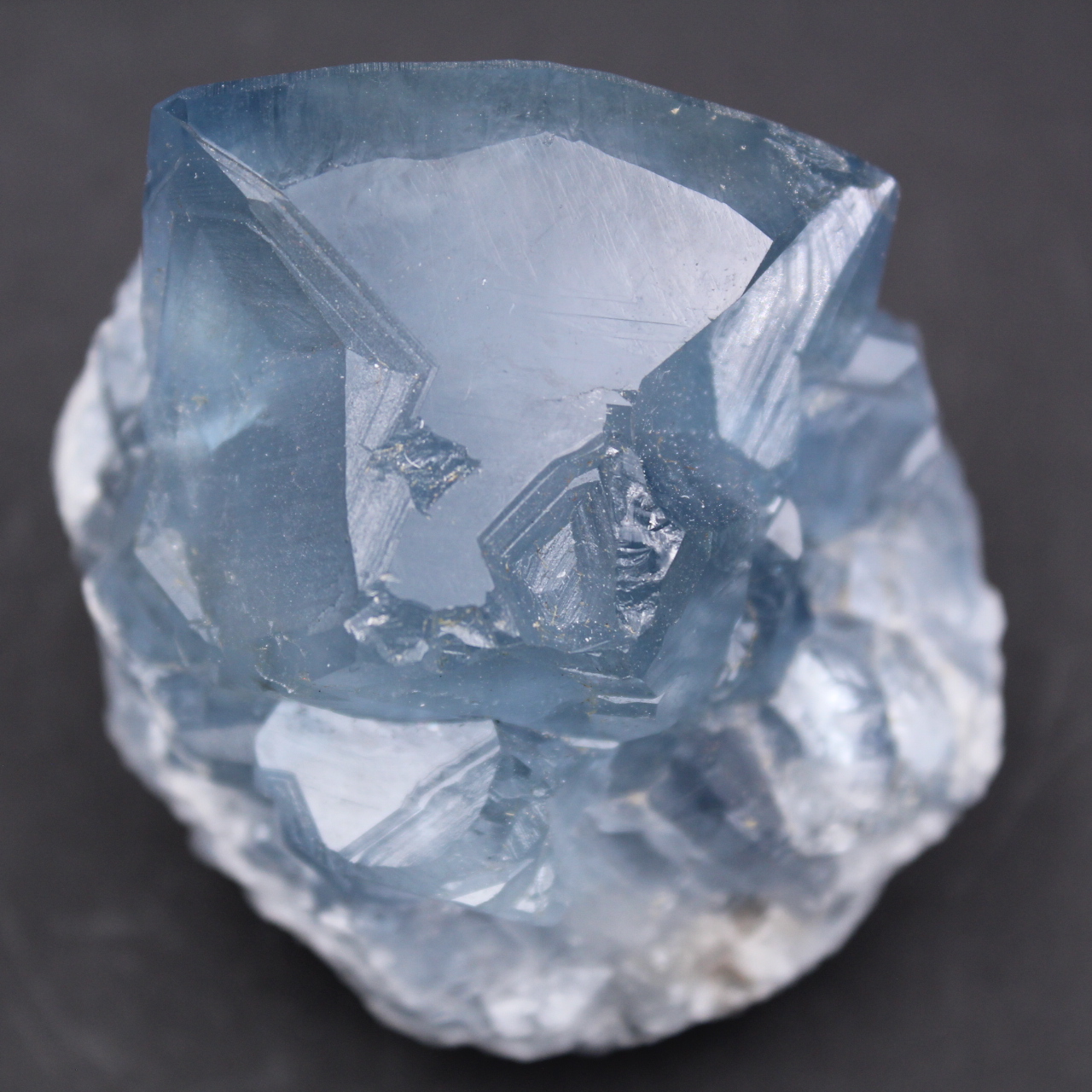 Blue celestite crystals