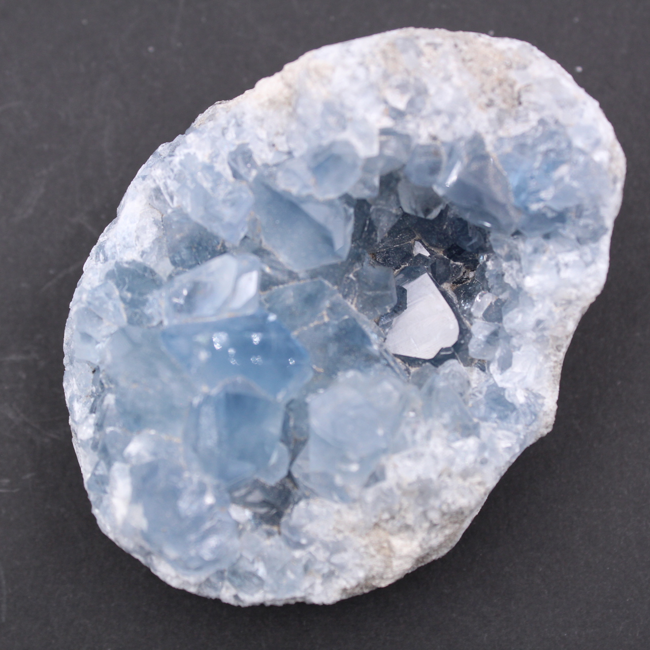 Blue celestite crystals