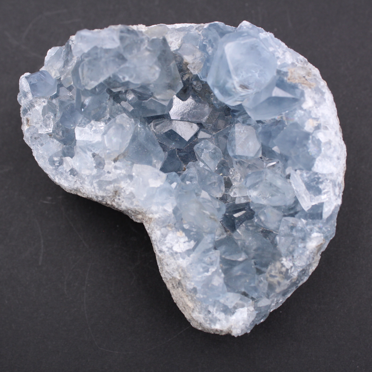 Blue celestite crystals