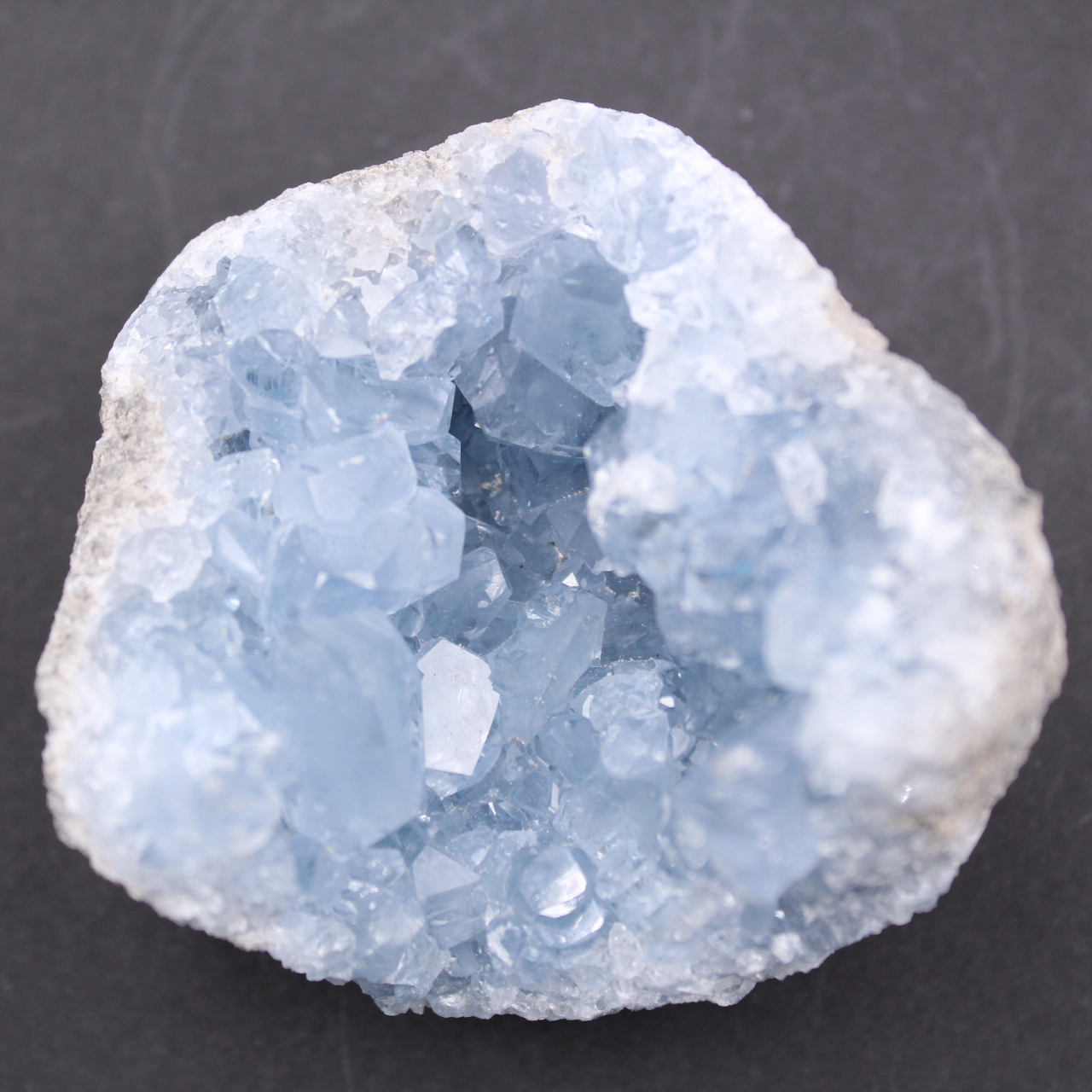 Blue celestite crystals