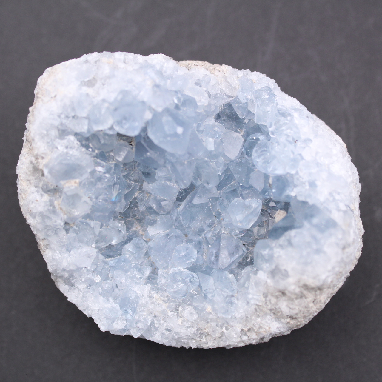 Blue celestite crystals