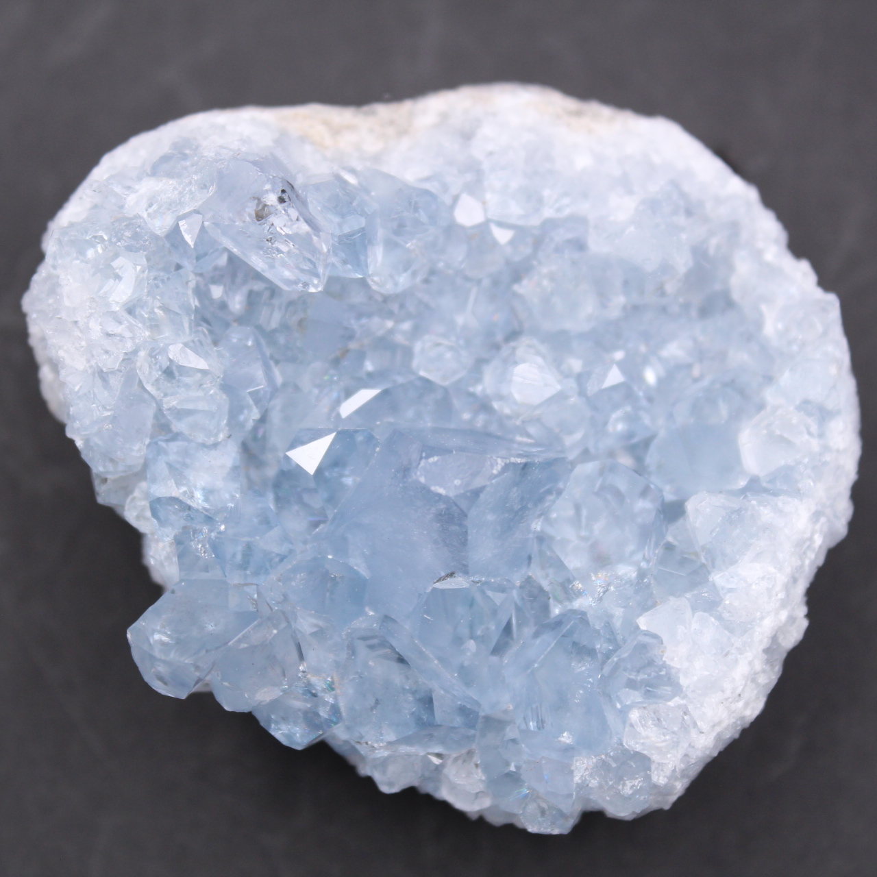Blue celestite crystals