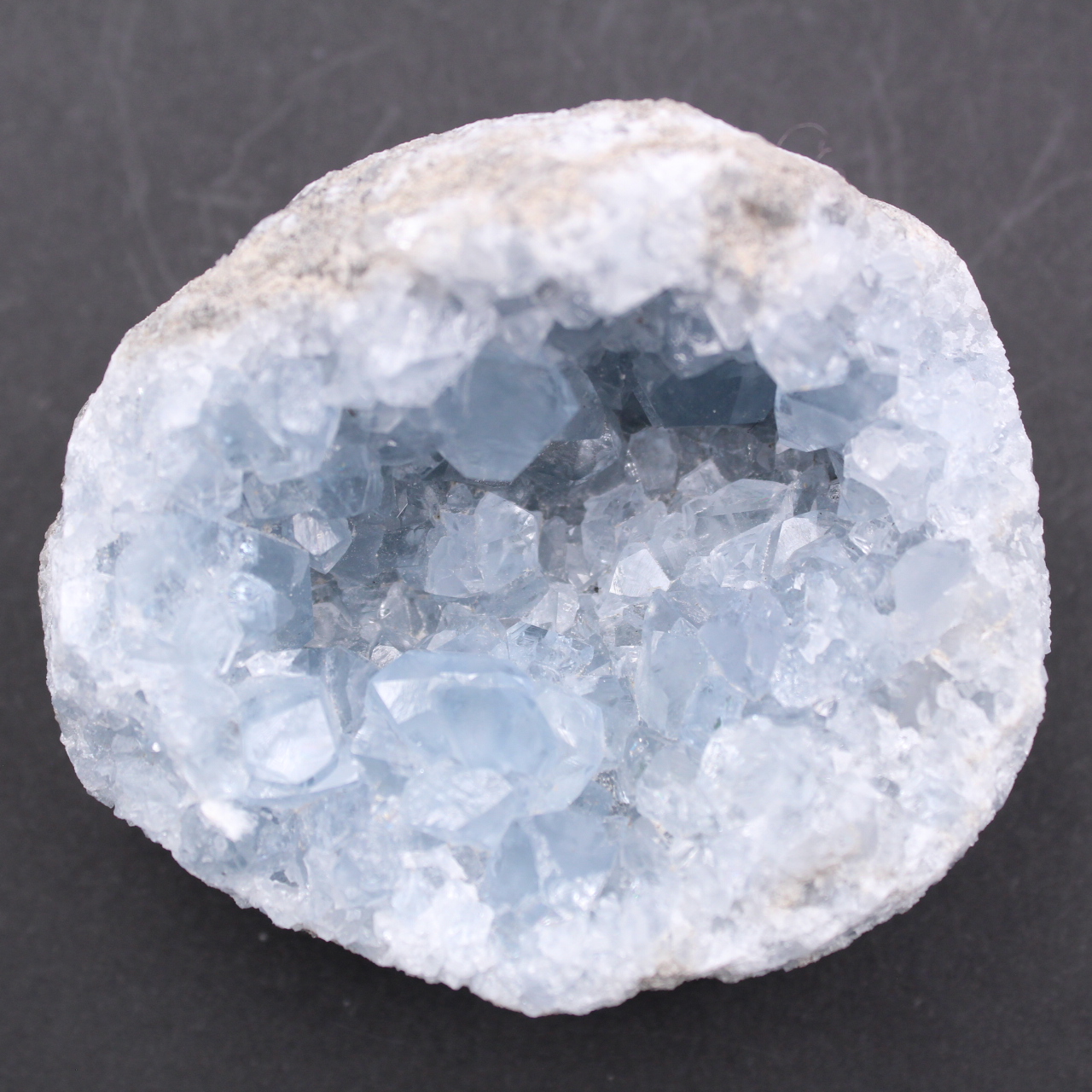 Blue celestite crystals