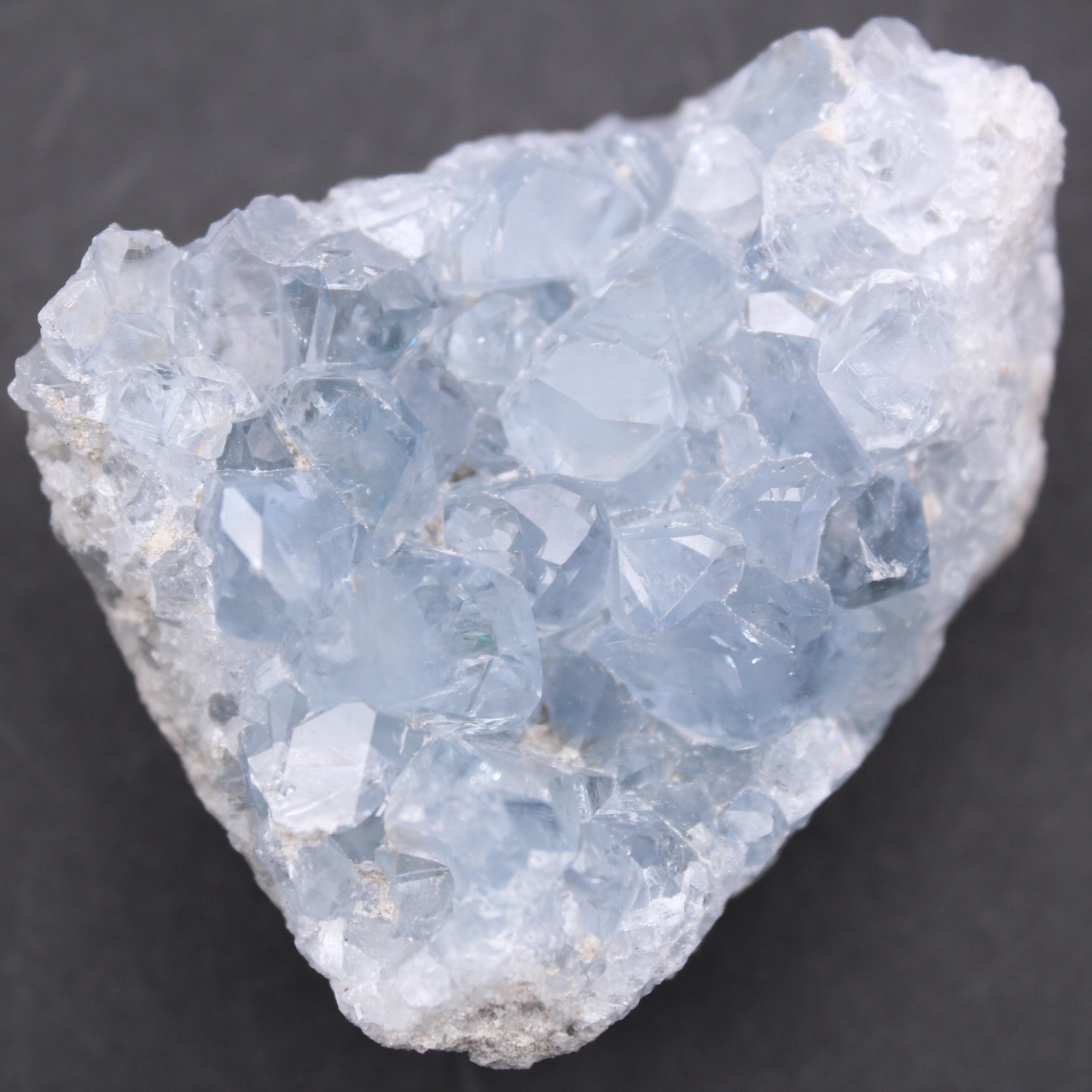Blue celestite crystals