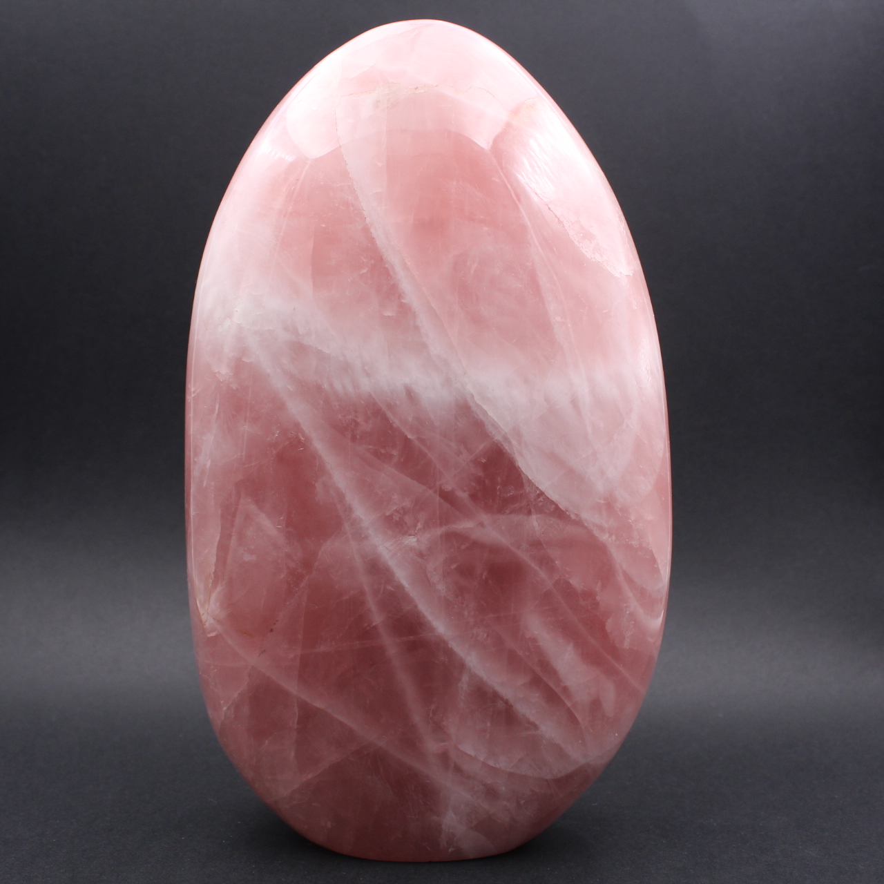 Large polished block of rose quartz