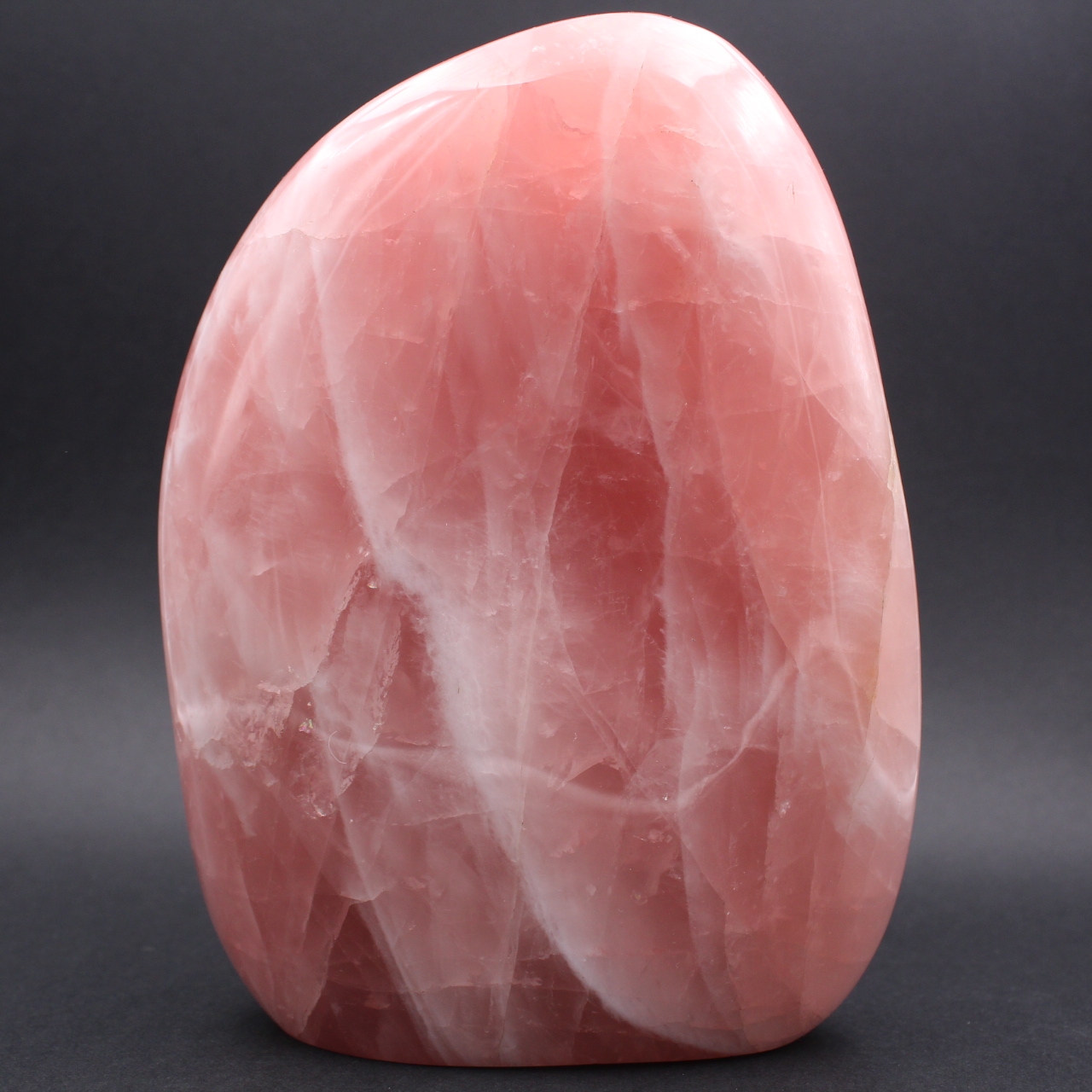 Large polished block of rose quartz