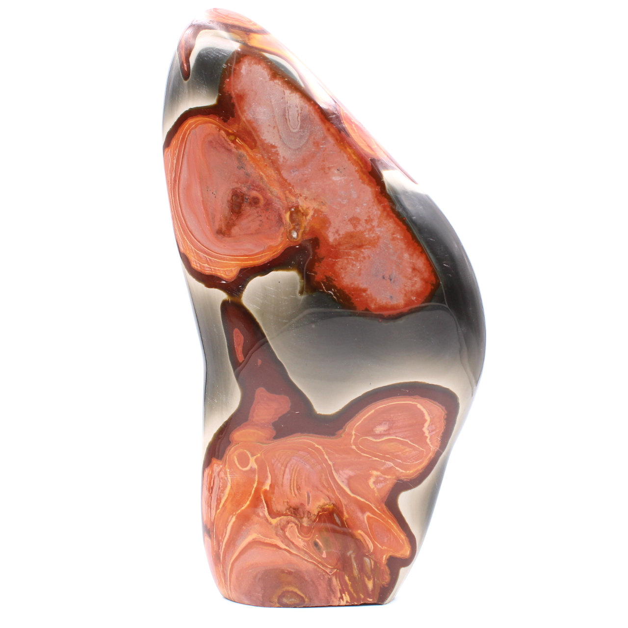 Decorative block in printed jasper, rose brown orange