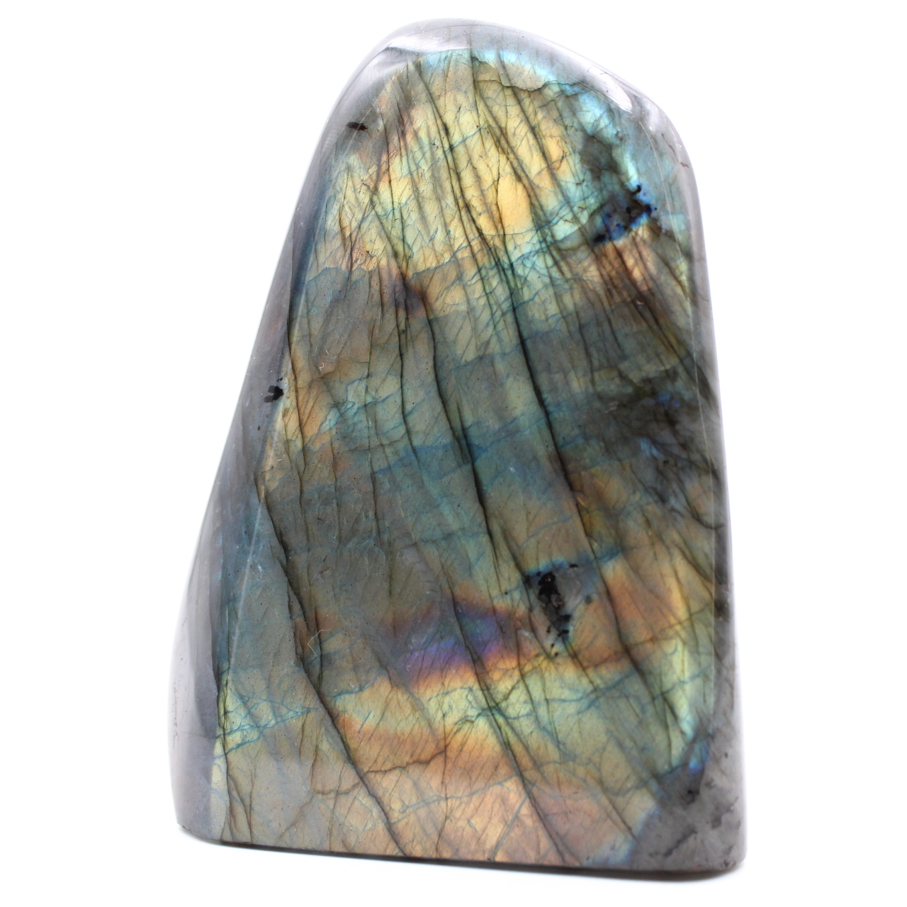 Labradorite orange green freeform ornament