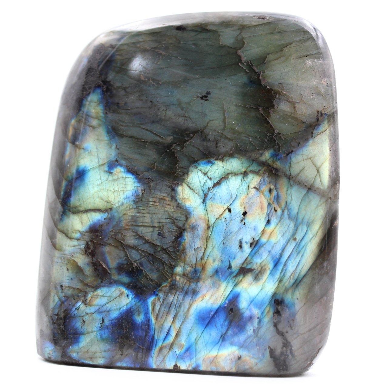 Polished blue labradorite stone