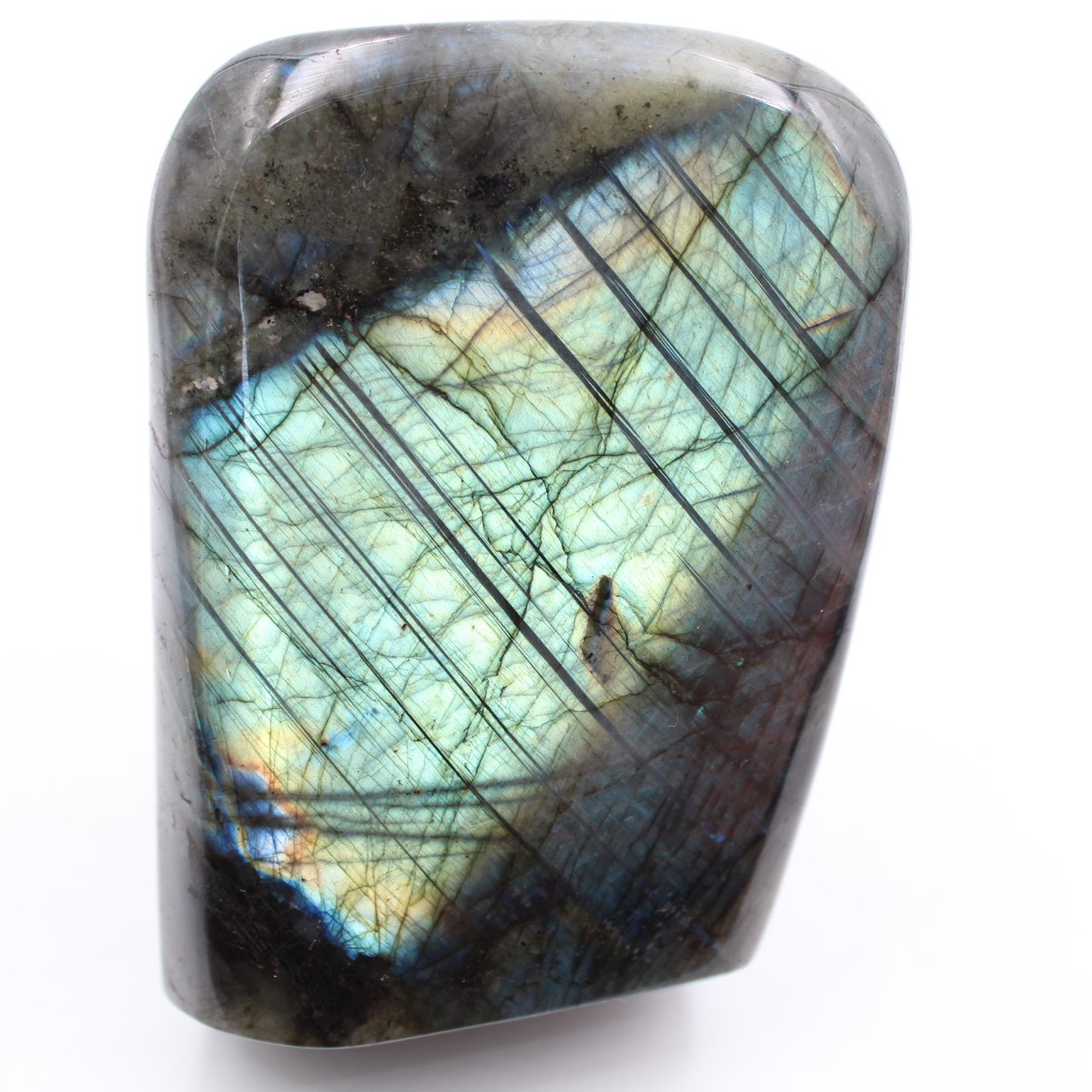 Bluish polished labradorite free form
